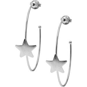 Sheila Fajl Ursa Single Star Statement Hoop Earrings in Silver Plated NEW